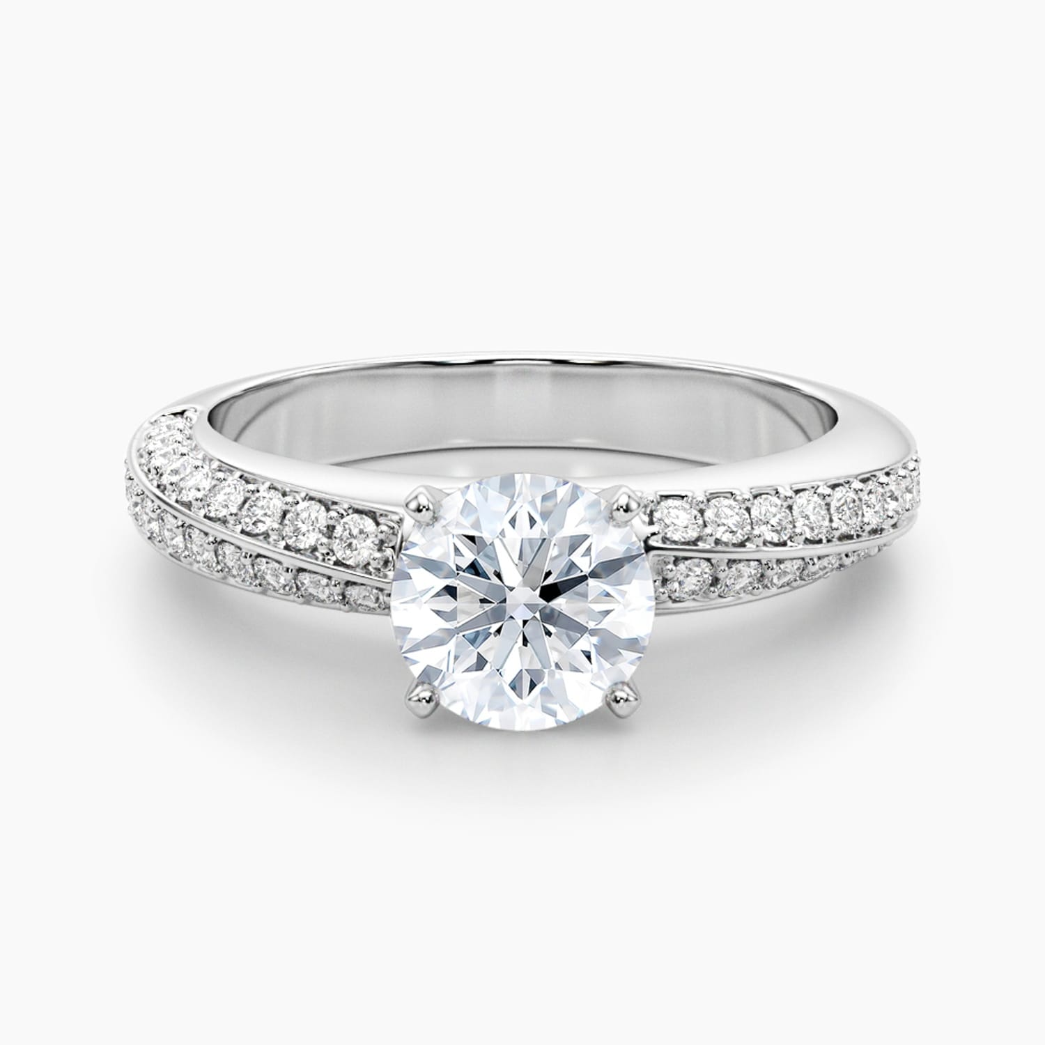 Auriya 14K Gold Lab Grown Diamond Round Radiant Double Row Accent Engagement Ring 1.37 5.37Ct. Tw. F G Vs