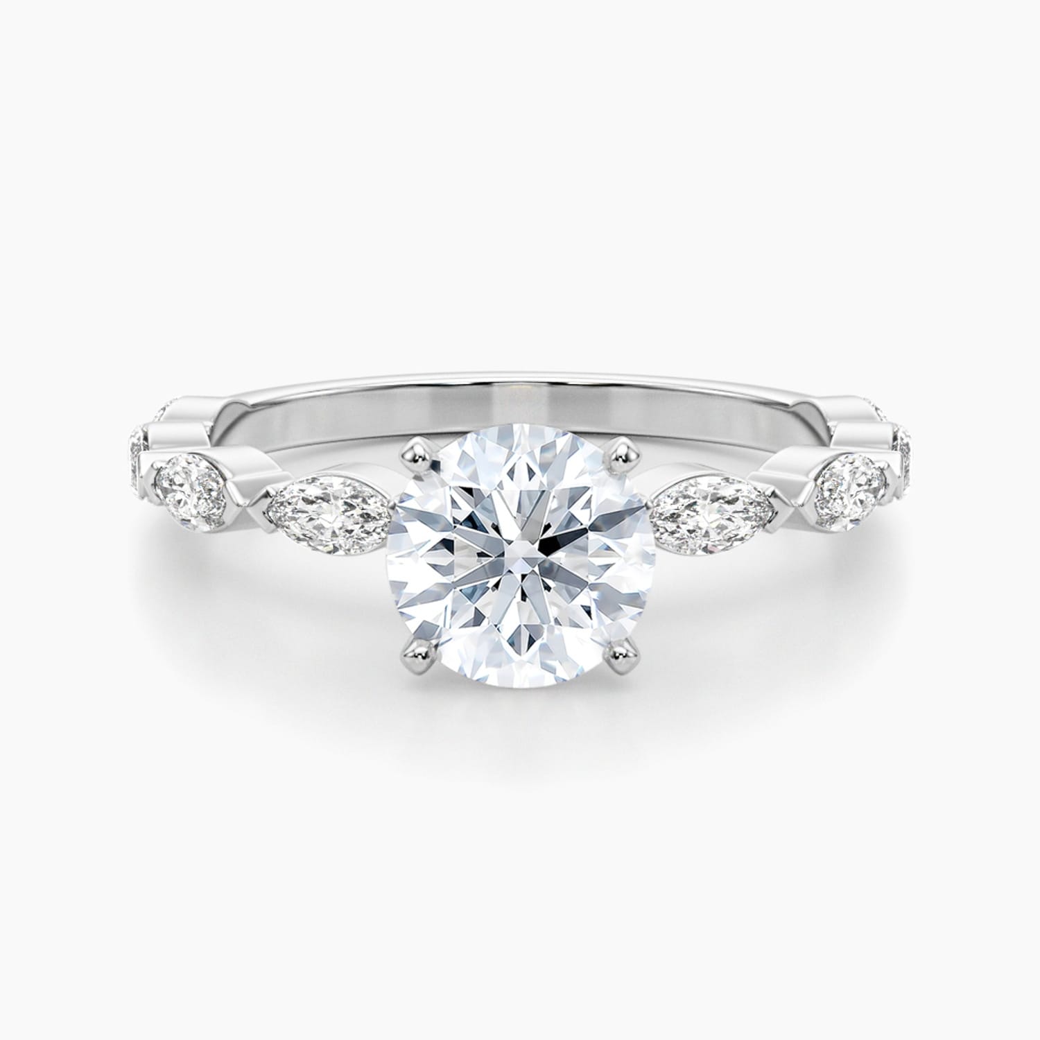 Auriya 14K Gold Lab Grown Diamond Round Brilliance And Marquise Accent Engagement Ring 1.50 5.50Ct. Tw. F G Vs