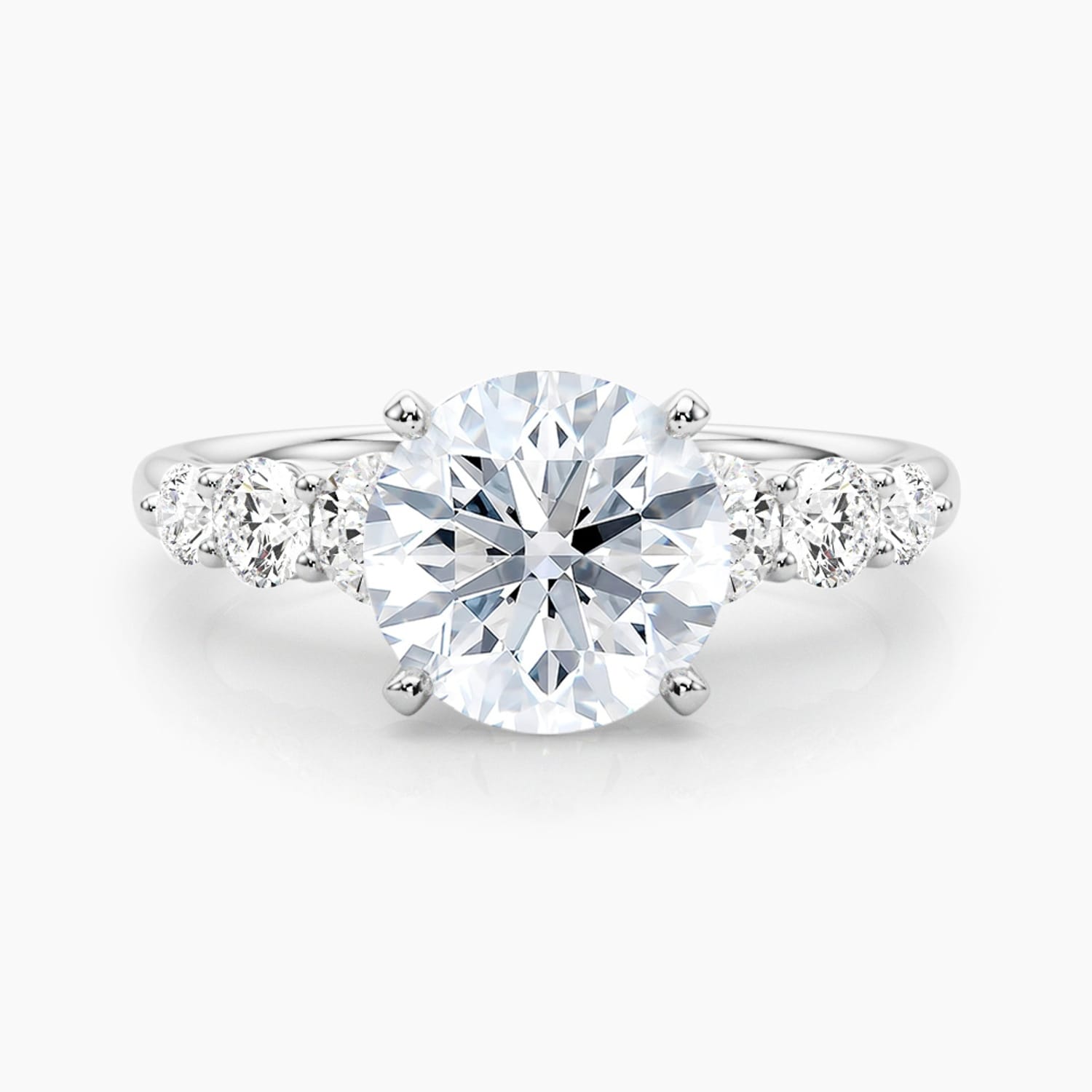 Auriya 14K Gold Lab Grown Diamond Round Tapered Trilogy Accent Engagement Ring 1.62 5.62Ct. Tw. F G Vs