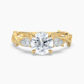 Auriya 14K Gold Lab Grown Diamond Round Thorn Vine Three Stone Hidden Halo Engagement Ring 1.34 5.34Ct. Tw. F G Vs