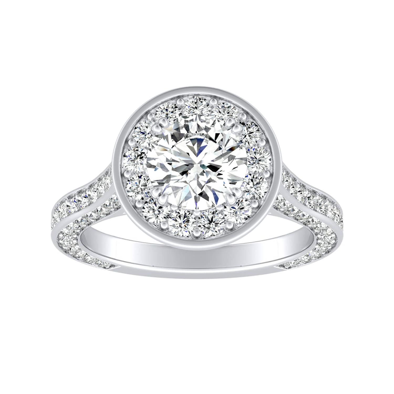 Auriya 14K Gold Lab Grown Diamond Round Three Sided Halo Engagement Ring 2.27 6.27Ct. Tw. F G Vs