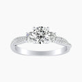 Auriya 14K Gold Lab Grown Diamond Round Three Stone Twisted Symmetrical Accent Engagement Ring 1.46 5.46Ct. Tw. F G Vs
