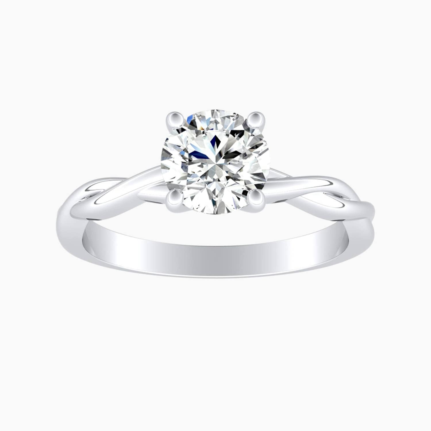 Auriya 14K Gold Lab Grown Diamond Round Twisted Solitaire Engagement Ring 1.00 5.00Ct. Tw. F G Vs