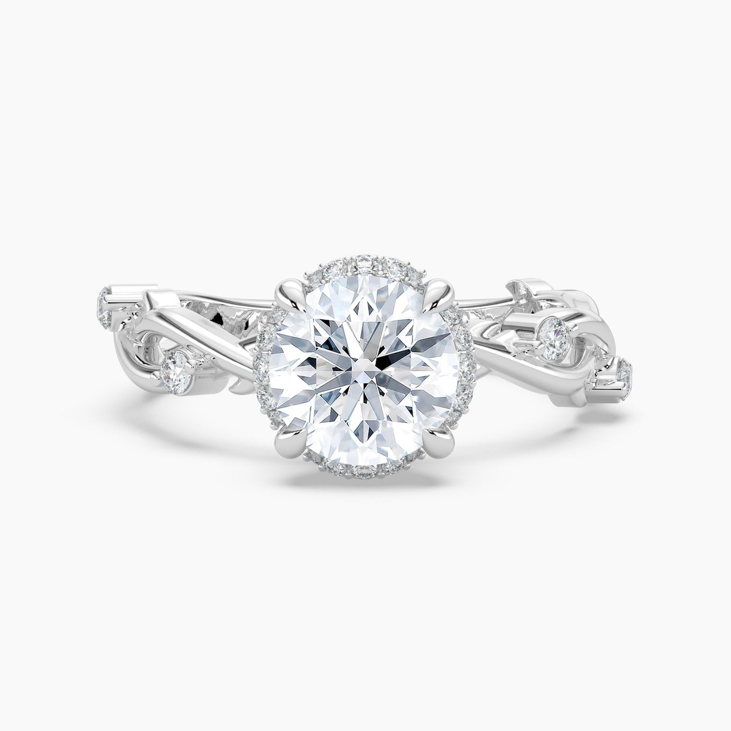 Auriya 14K Gold Lab Grown Diamond Round Twisted Vine Loop Halo Engagement Ring 1.18 5.18Ct. Tw. F G Vs