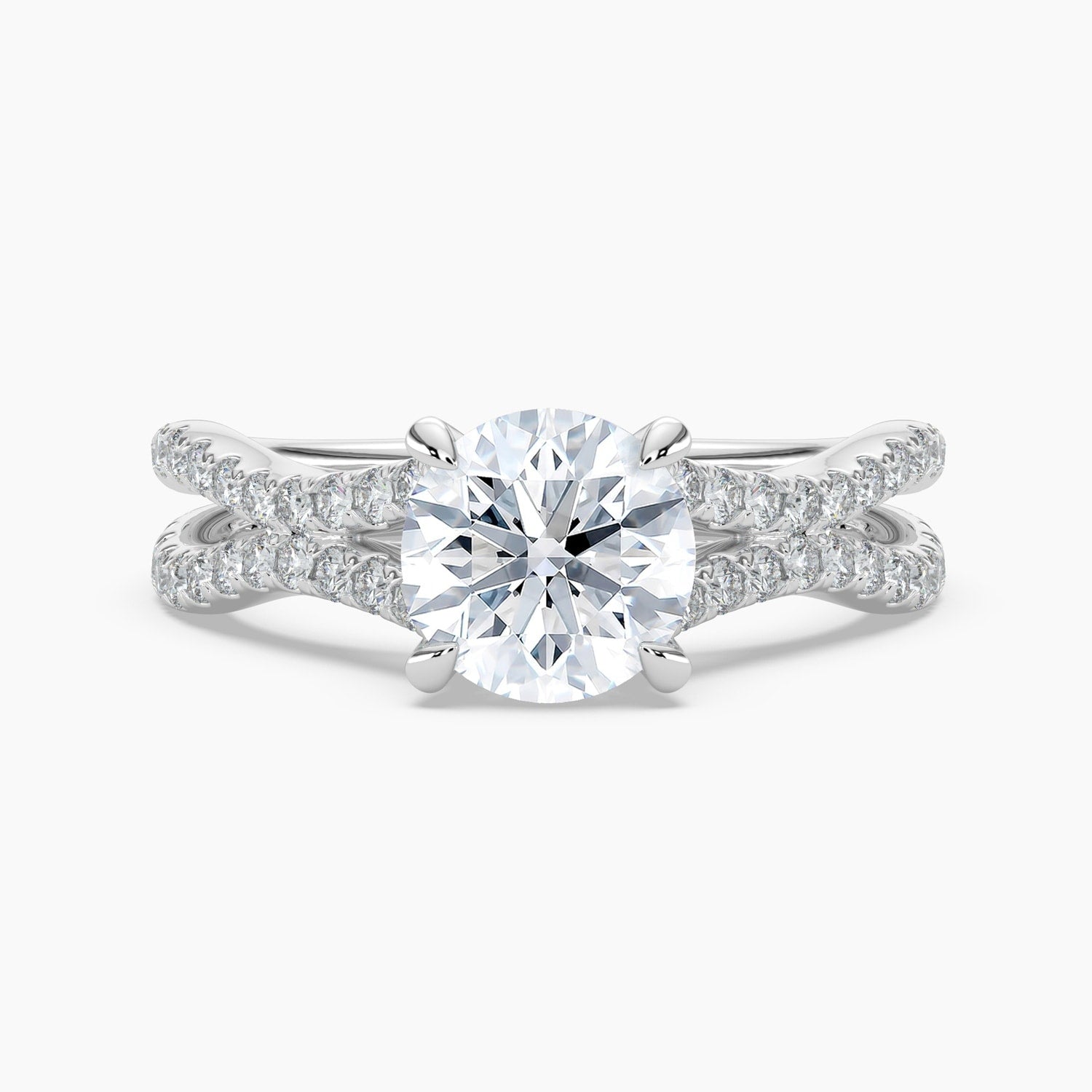 Auriya 14K Gold Lab Grown Diamond Round Wavy Split Shank Engagement Ring 1.45 5.45Ct. Tw. F G Vs