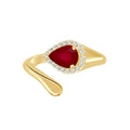 Auriya 14K Gold Lab Grown Diamond Ruby Bypass Ring Lab Grown Diamond Weight 0.13Ctw Lab Grown Diamond 0.65Ctw Ruby