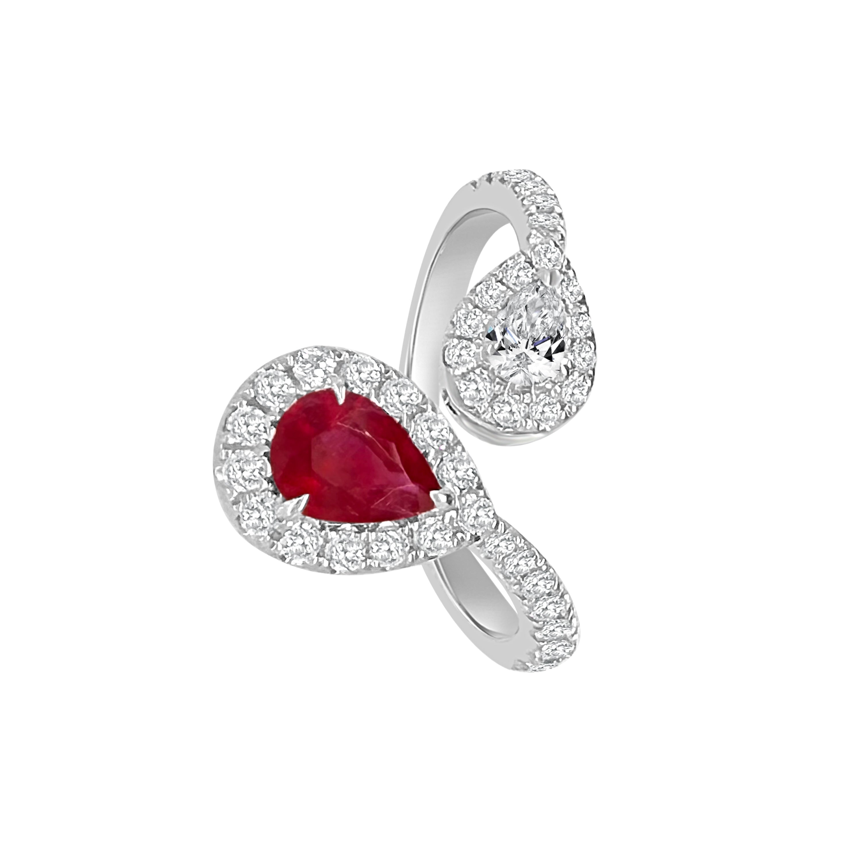 Auriya 14K Gold Lab Grown Diamond Ruby Ring 0.48Ctw Lab Grown Diamond 0.70Ctw Ruby