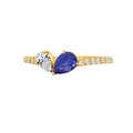 Auriya 14K Gold Lab Grown Diamond And Sapphire Ring 0.31Ctw Lab Grown Diamond 0.40Ctw Sapphire