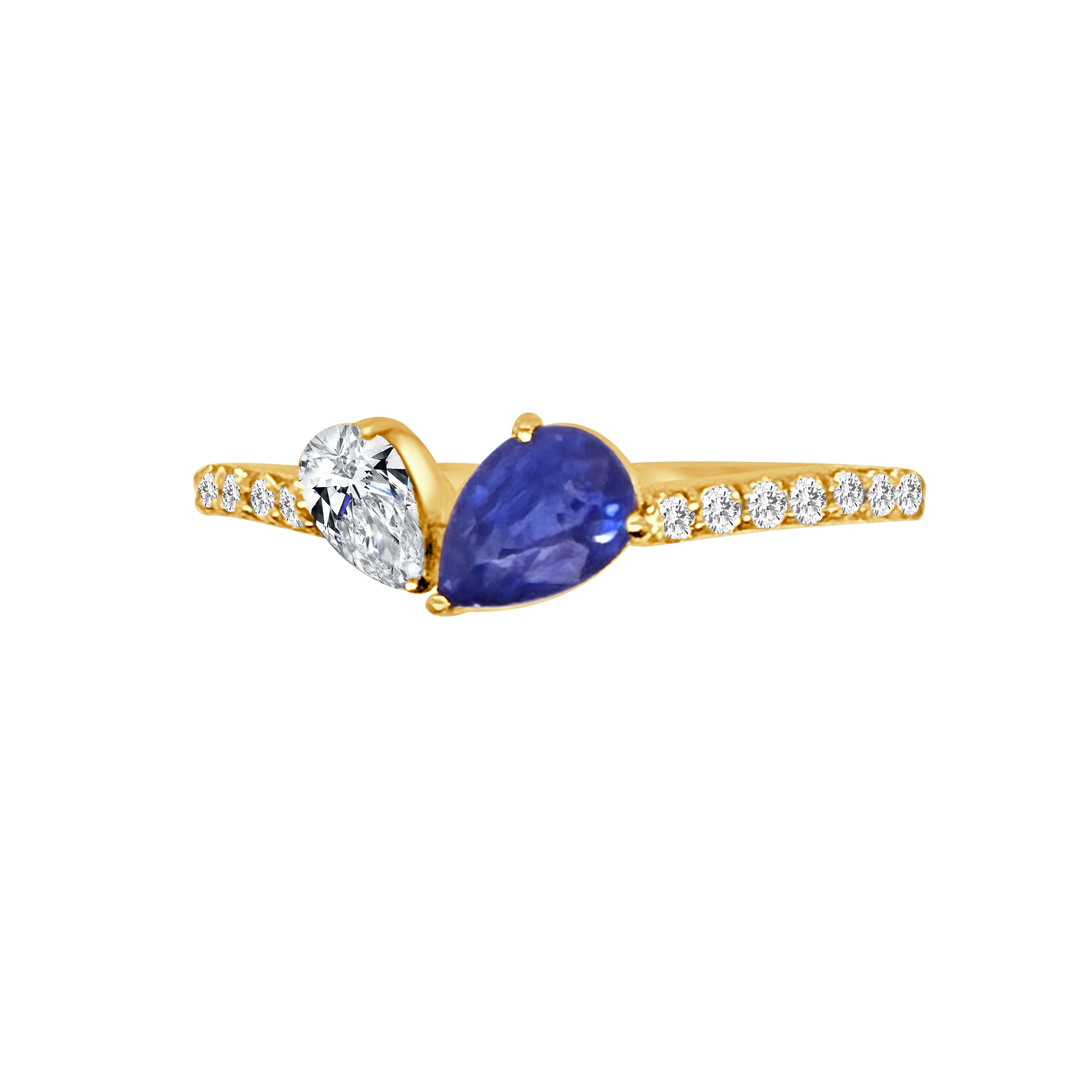 Auriya 14K Gold Lab Grown Diamond And Sapphire Ring 0.31Ctw Lab Grown Diamond 0.40Ctw Sapphire