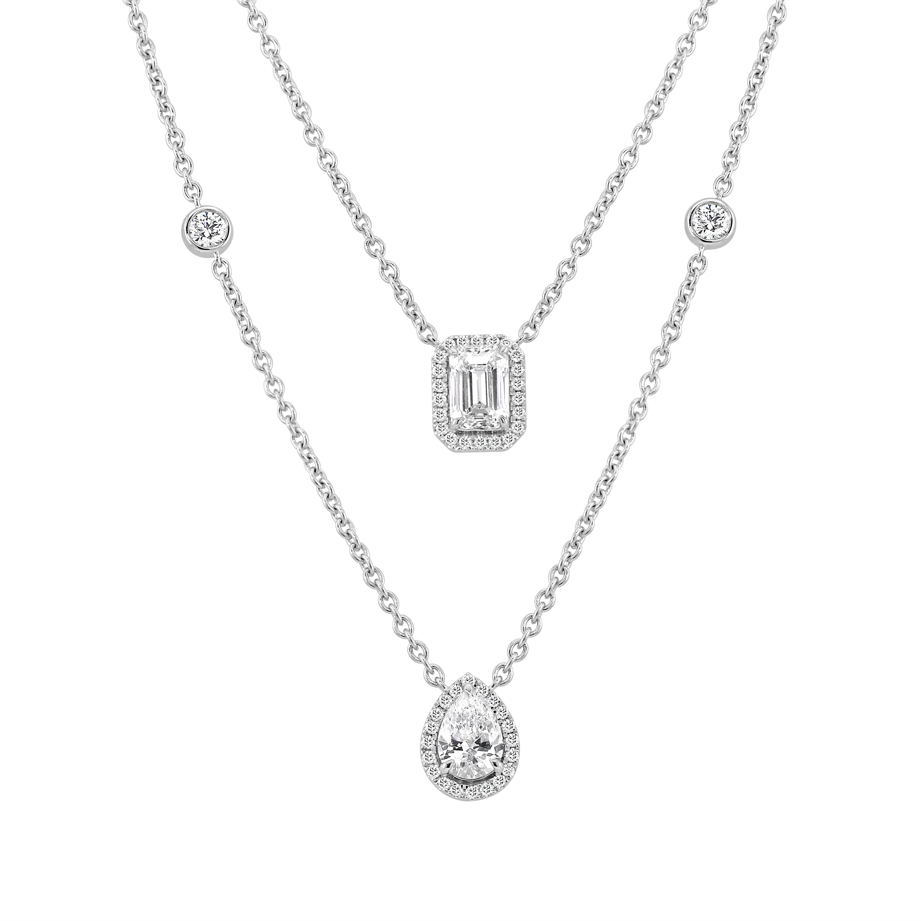 Auriya 14K Gold Lab Grown Halo Diamond Pendant Necklace 2.50Ct. Tw. F G Vs