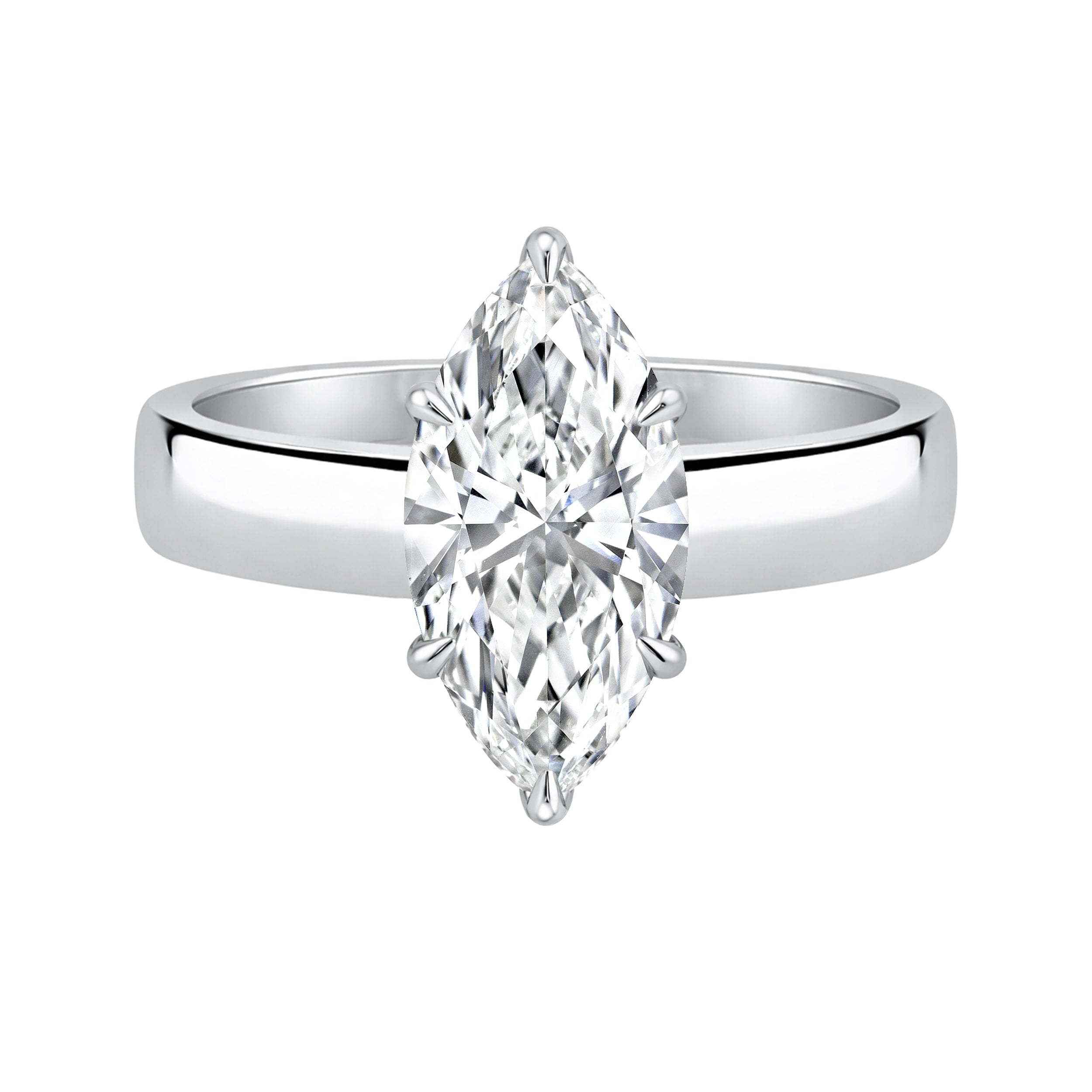 Auriya 14K Gold Marquise Lab Grown Diamond Cigar Band Engagement Ring 1.00 5.00Ct. Tw. F G Vs