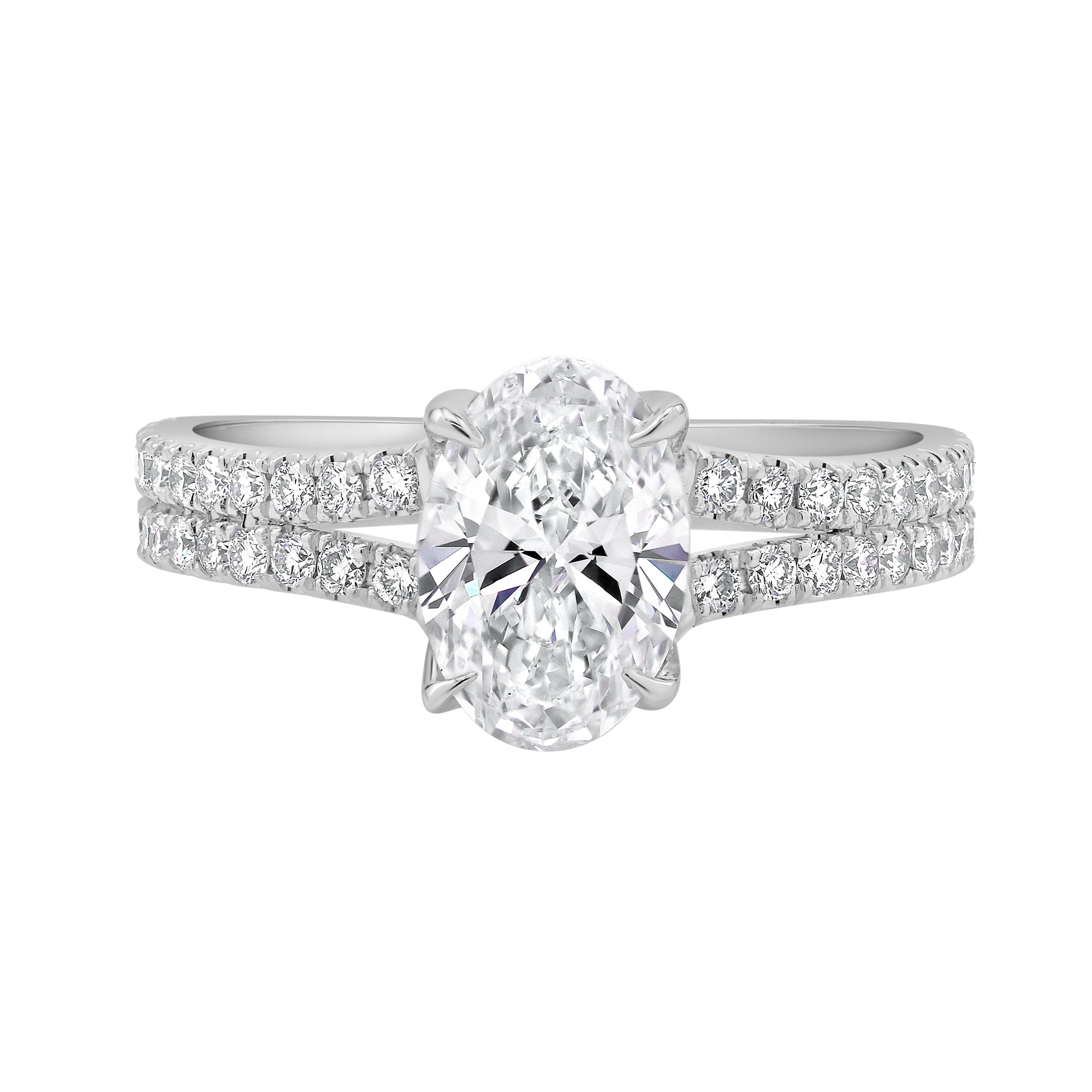Auriya 14K Gold Oval Lab Grown Diamond Split Shank Engagement Ring 1.43 5.86Ct. Tw. F G Vs