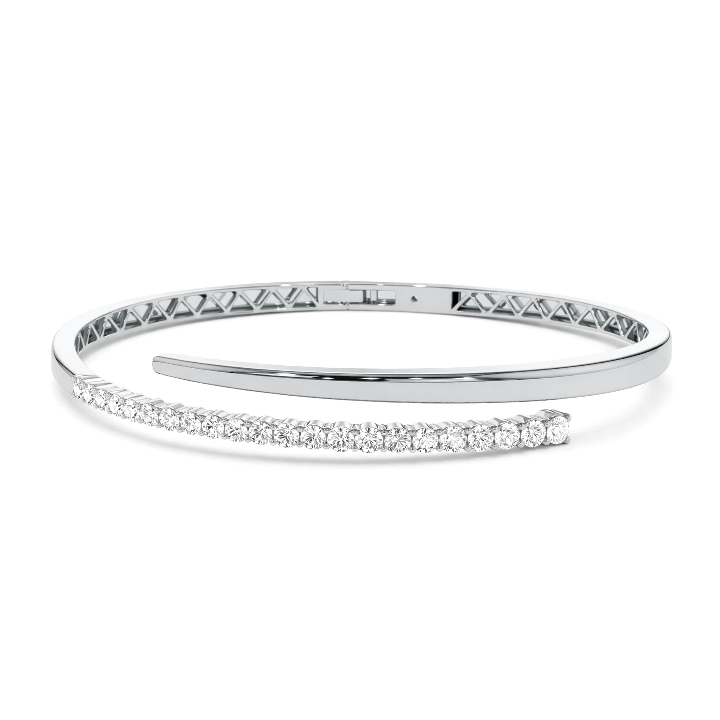 Auriya 14K Gold Pav Lab Grown Diamond Bangle Bracelet 1.00Ct. Tw. F G Vs White