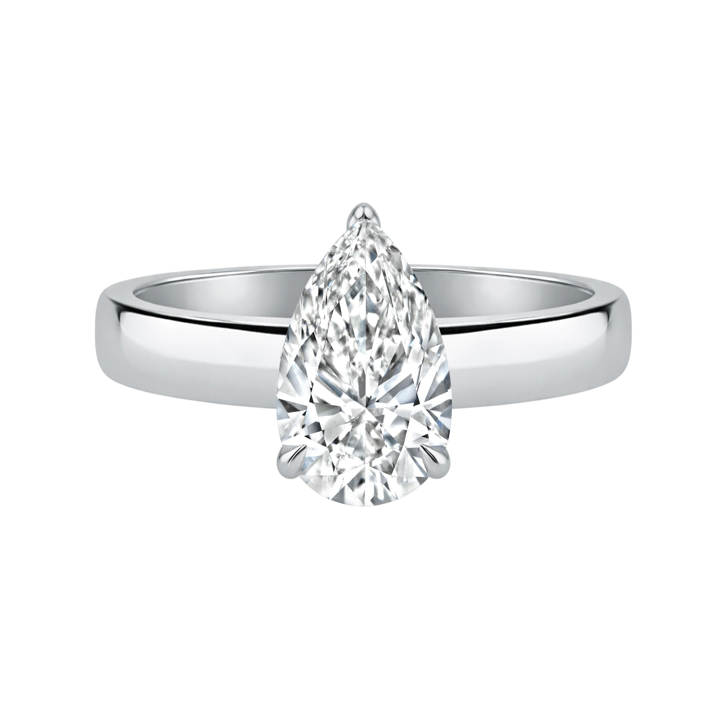 Auriya 14K Gold Pear Lab Grown Diamond Cigar Band Engagement Ring 1.00 5.00Ct. Tw. F G Vs
