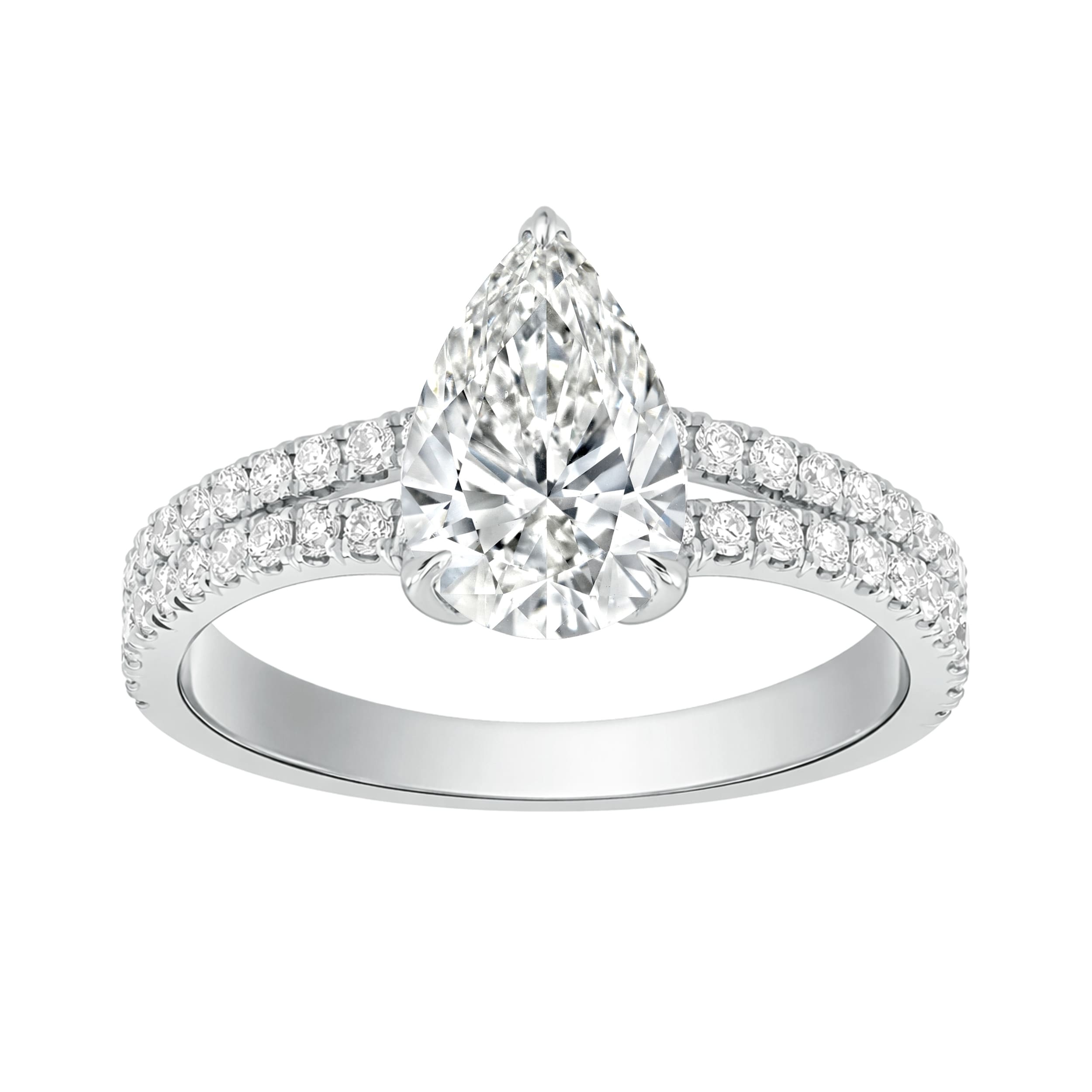 Auriya 14K Gold Pear Lab Grown Diamond Split Shank Engagement Ring 1.43 5.86Ct. Tw. F G Vs