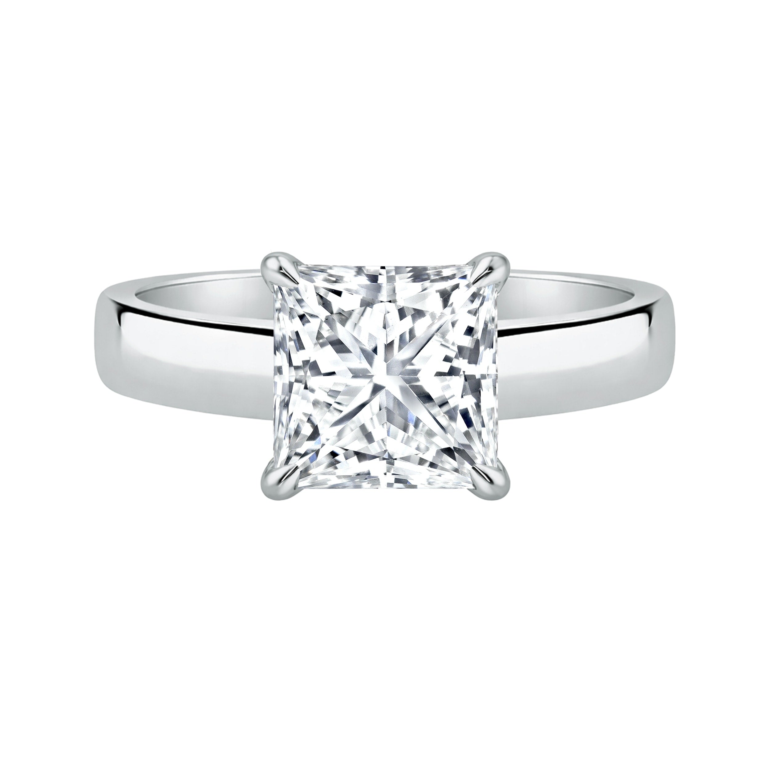 Auriya 14K Gold Princess Lab Grown Diamond Cigar Band Engagement Ring 1.00 5.00Ct. Tw. F G Vs