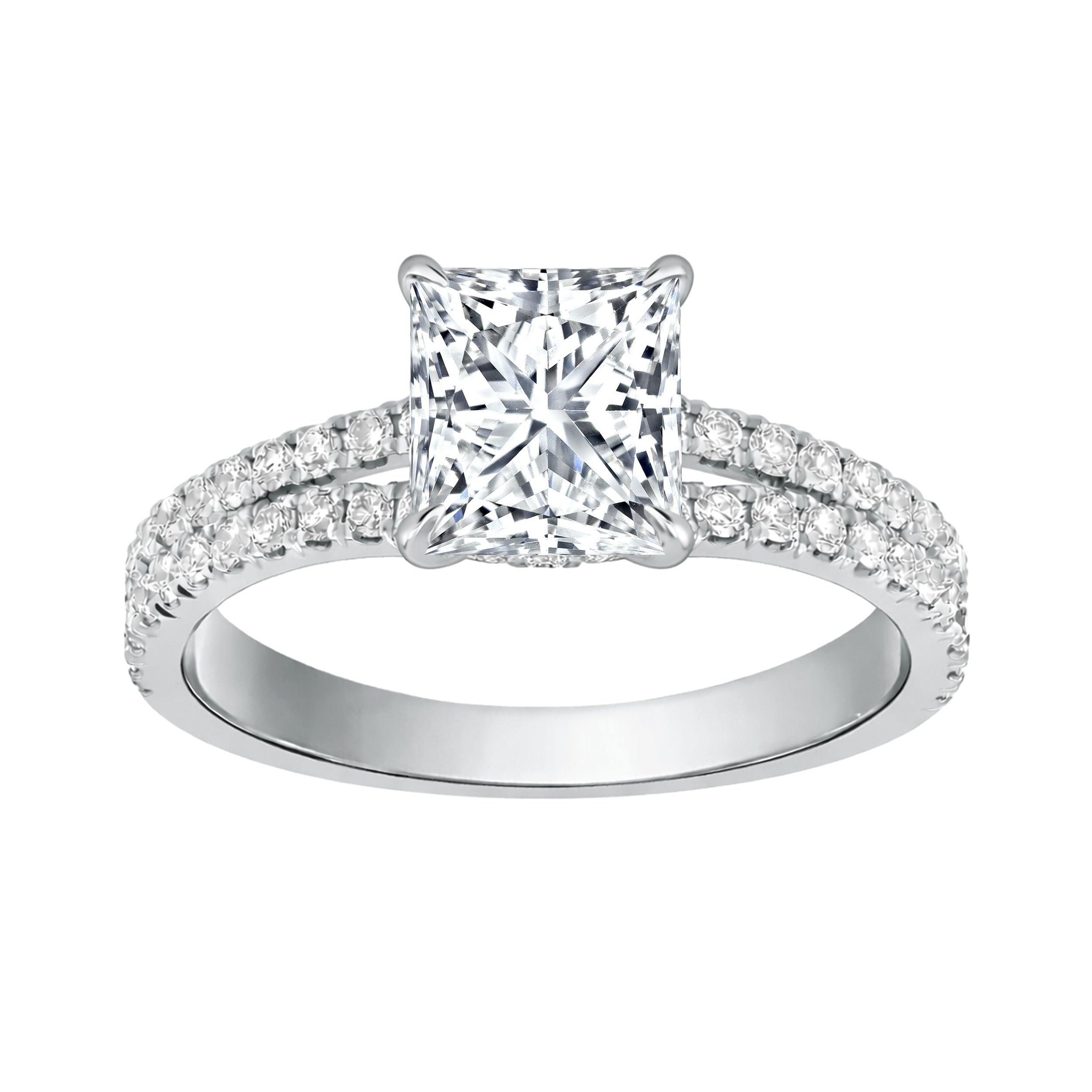 Auriya 14K Gold Princess Lab Grown Diamond Split Shank Engagement Ring 1.43 5.86Ct. Tw. F G Vs