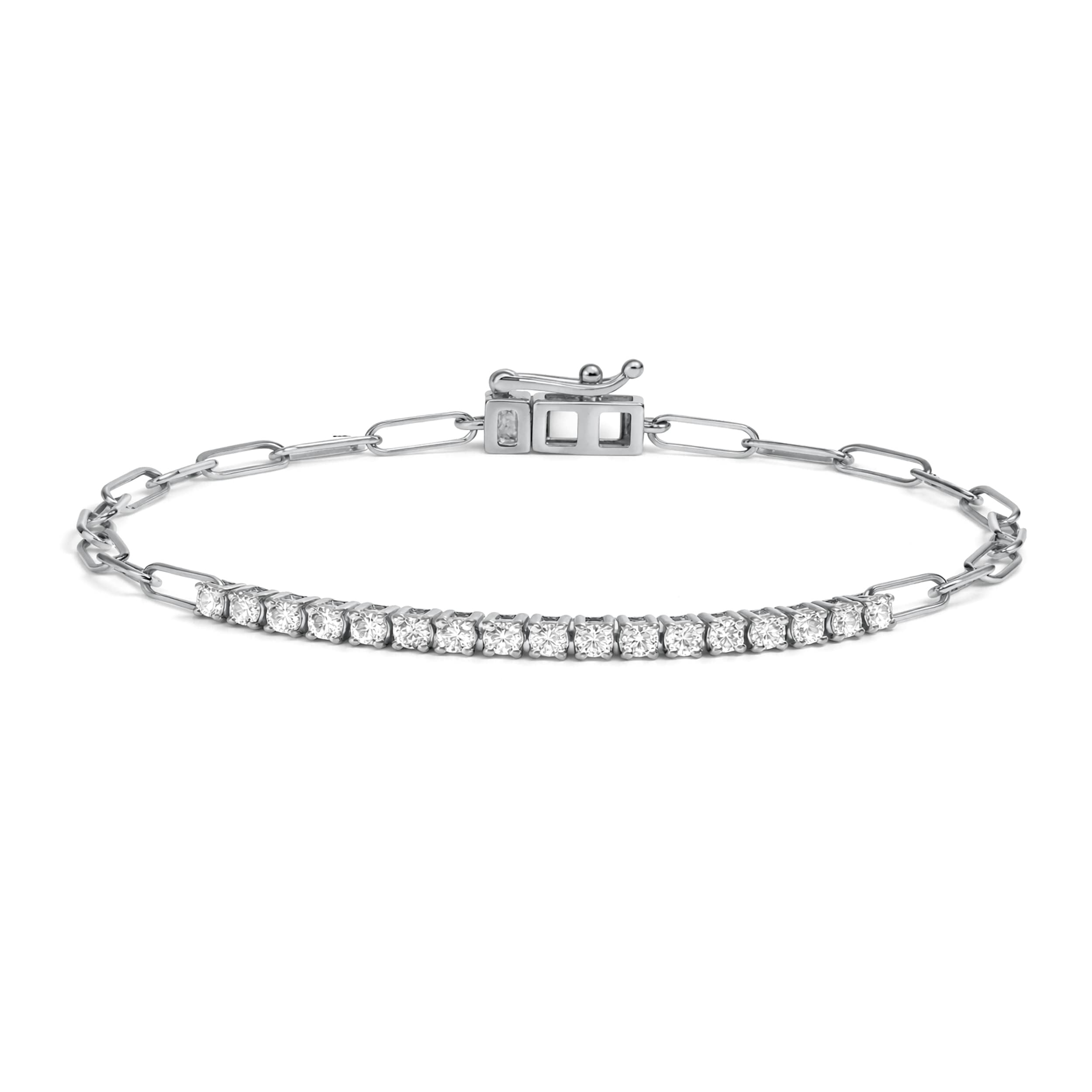 Auriya 14K Gold Round Cut Lab Grown Diamond Station Tennis Bracelet 1.00Ct. Tw. F G Vs White