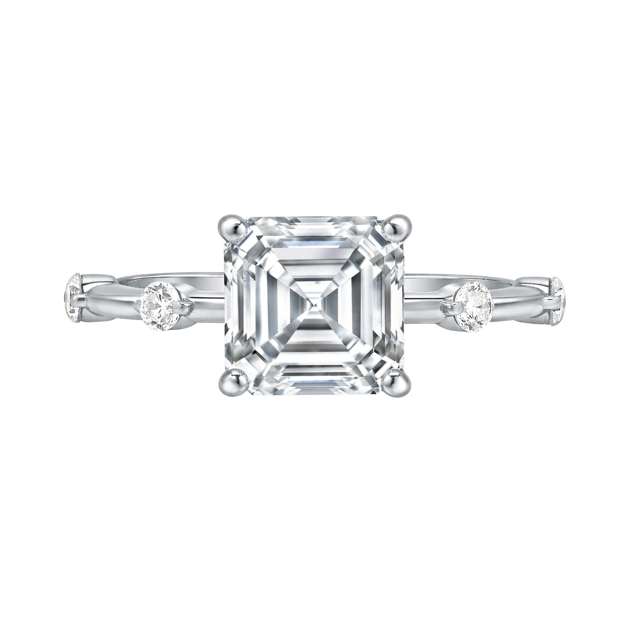 Auriya 14K Gold Tapered Asscher Lab Grown Diamond Engagement Ring 1.12 5.28Ct. Tw. F G Vs