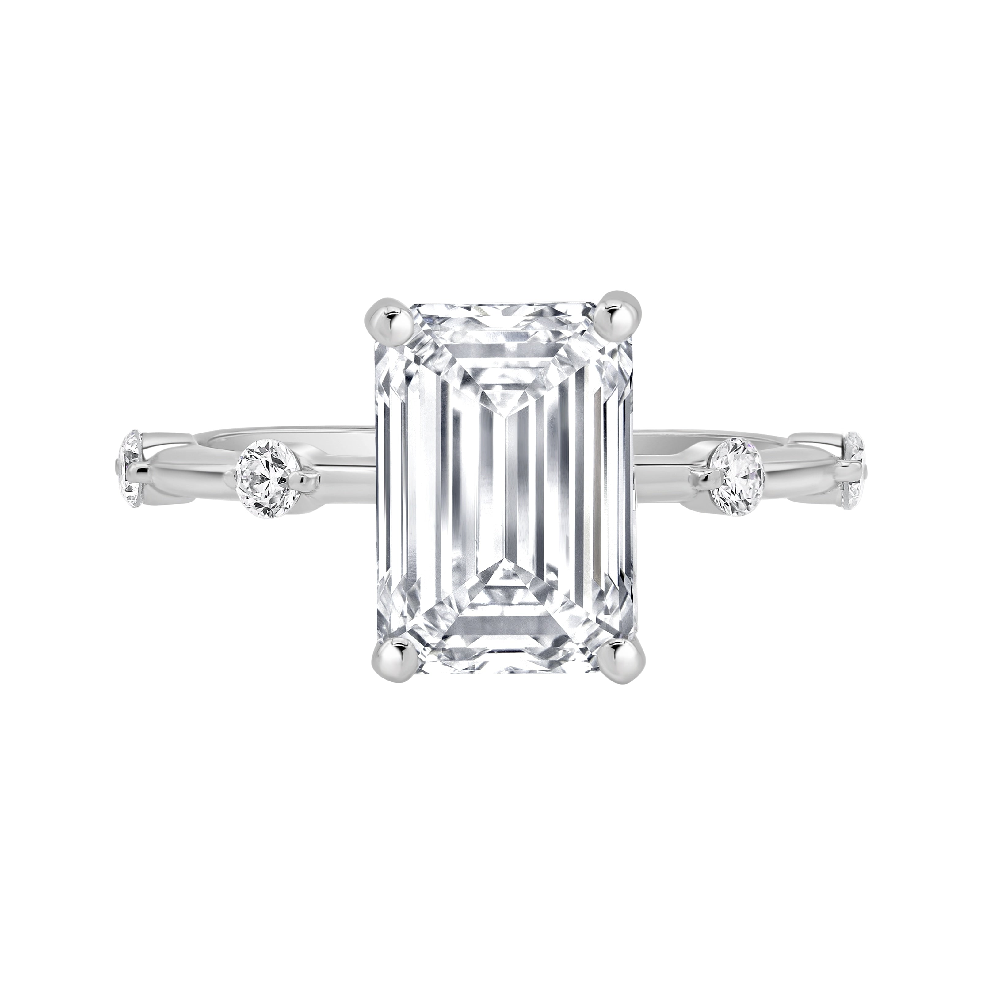 Auriya 14K Gold Tapered Emerald Lab Grown Diamond Engagement Ring 1.12 5.28Ct. Tw. F G Vs