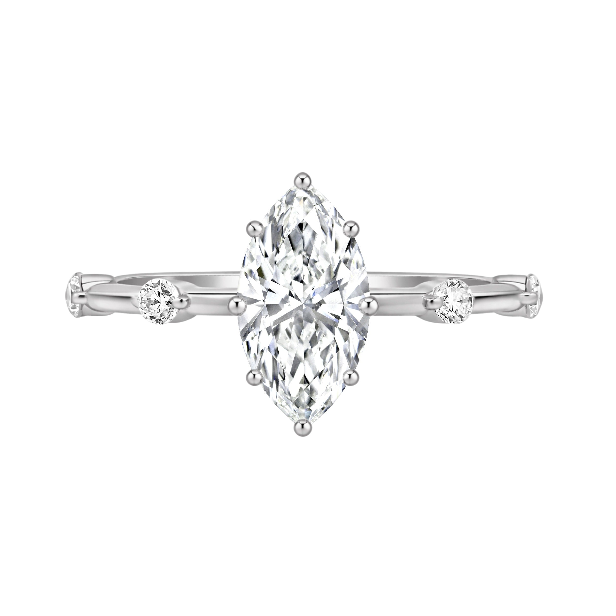 Auriya 14K Gold Tapered Marquise Lab Grown Diamond Engagement Ring 1.12 5.28Ct. Tw. F G Vs