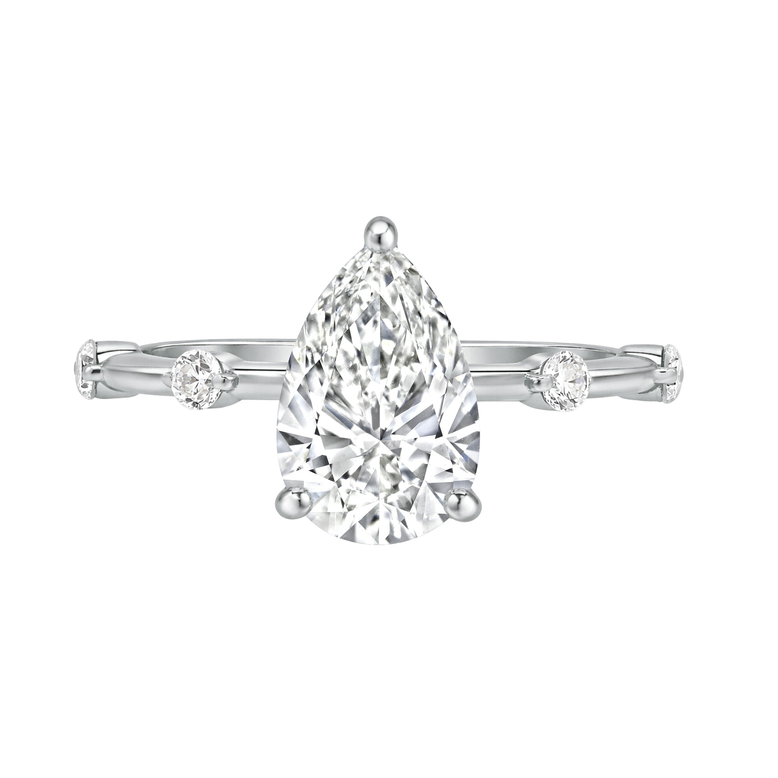 Auriya 14K Gold Tapered Pear Lab Grown Diamond Engagement Ring 1.12 5.28Ct. Tw. F G Vs
