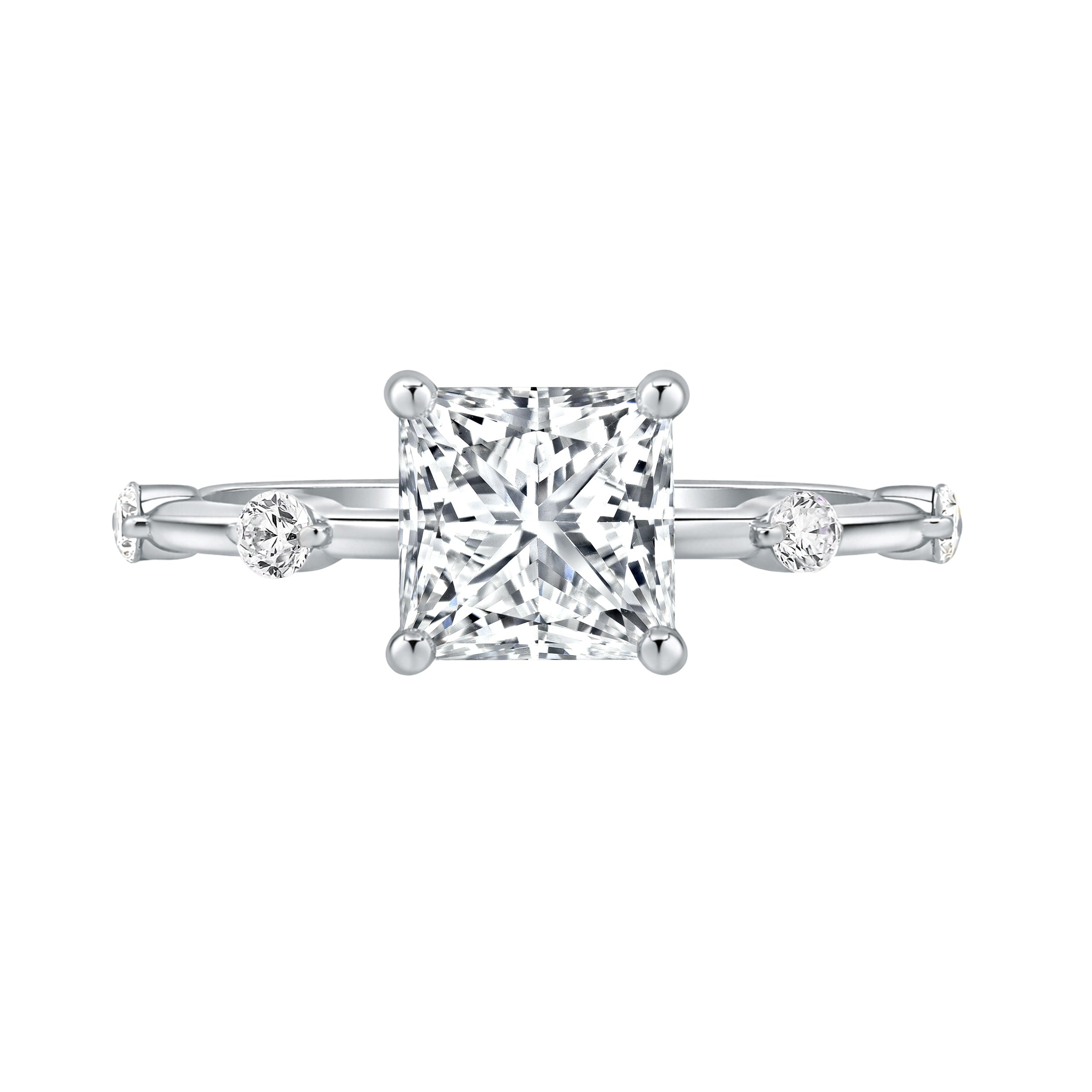 Auriya 14K Gold Tapered Princess Lab Grown Diamond Engagement Ring 1.12 5.28Ct. Tw. F G Vs