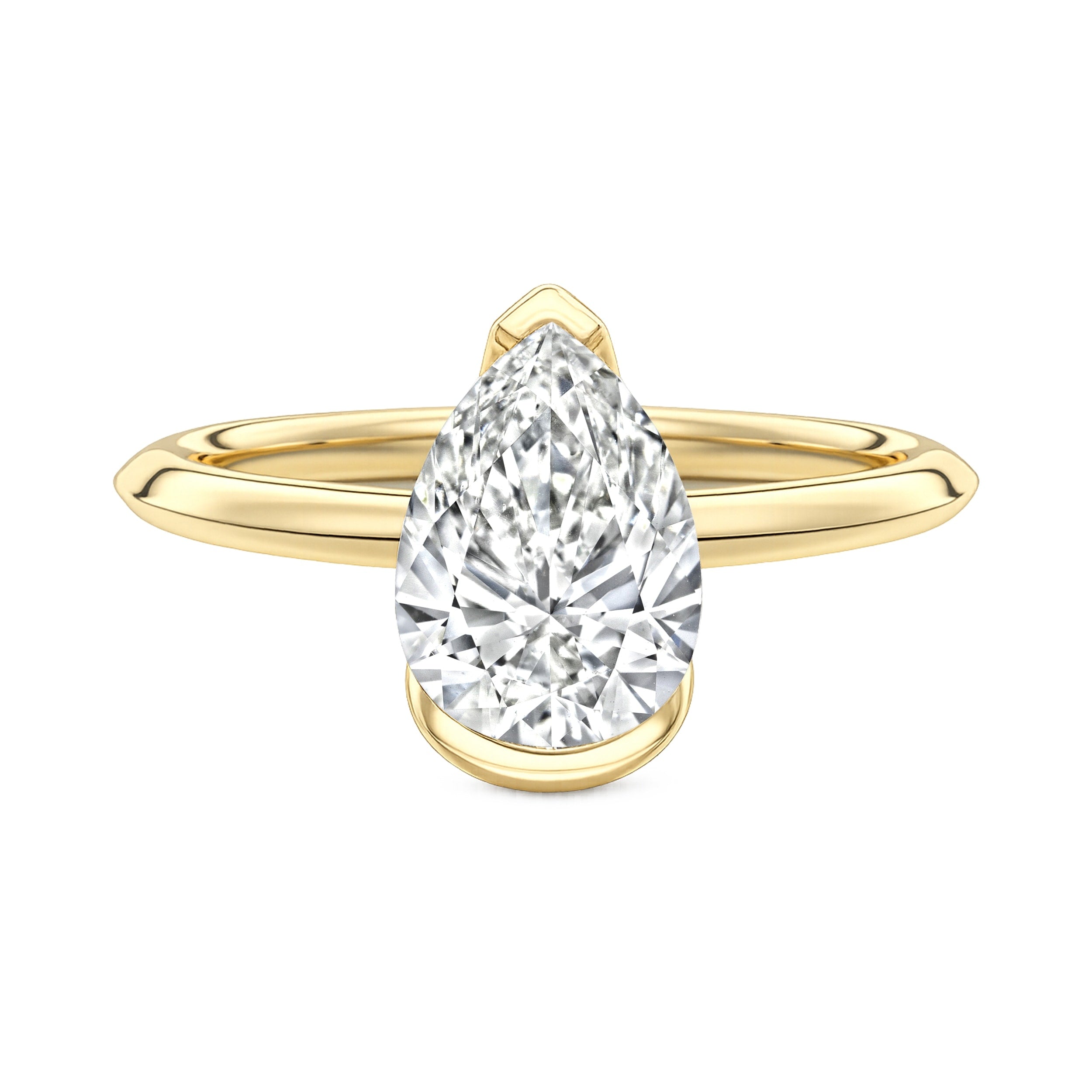 Auriya 14K Pear Lab Grown Diamond Clutch Engagement Ring 1.00 5.00Ct. Tw. F G Vs White