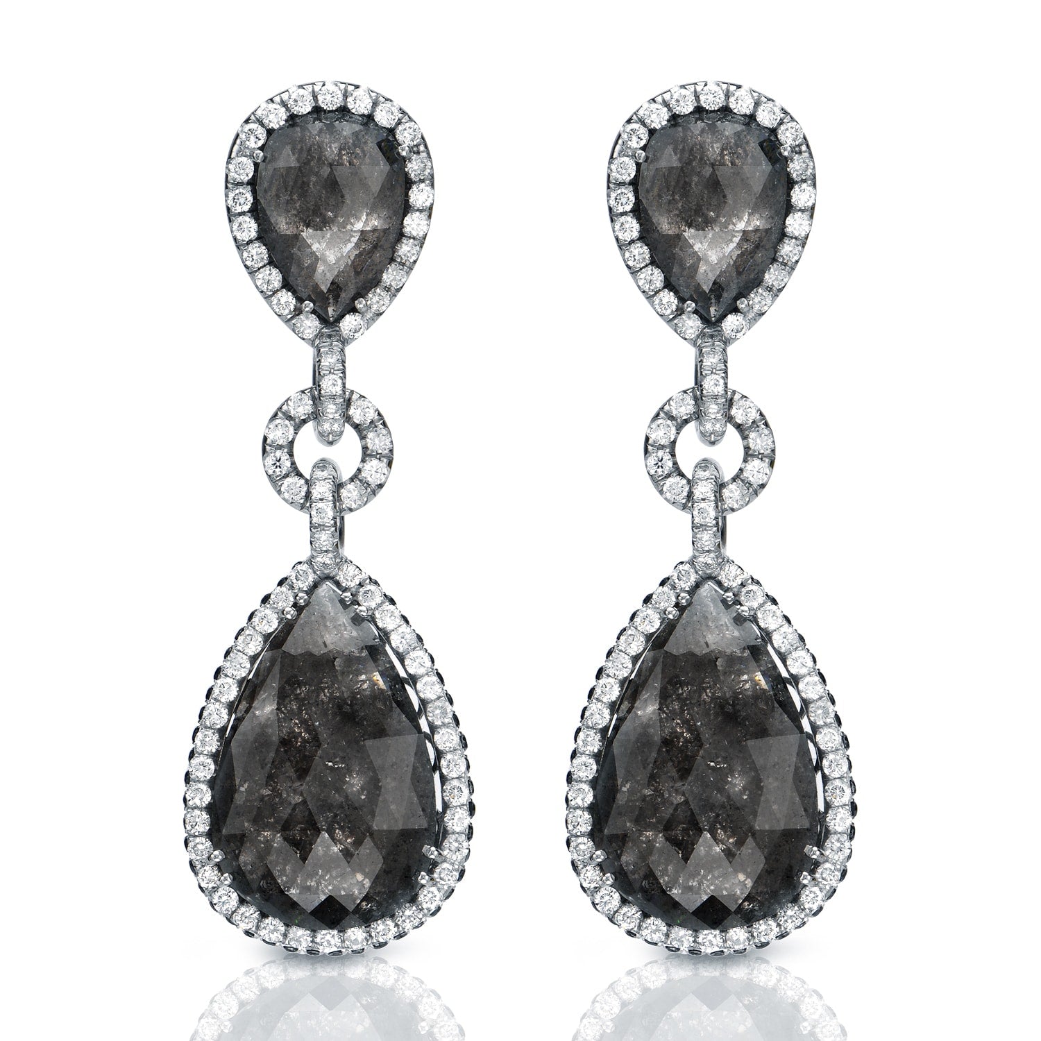 Auriya 14K White Gold 21Ct Tdw Black Diamond Dangle Earrings G Vs1