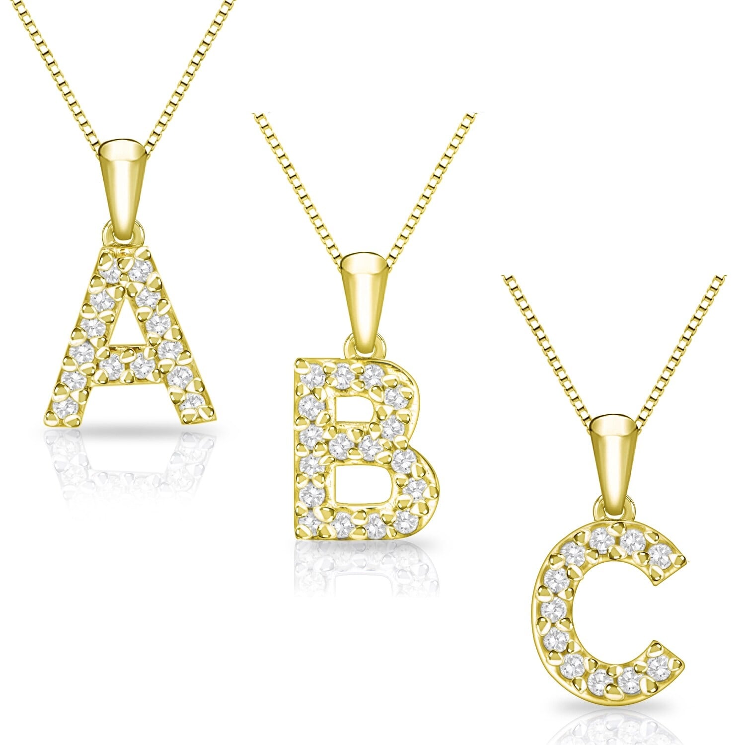 14K Yellow Gold 1 10Ct Tdw Diamond Accent Initial Necklace By Auriya