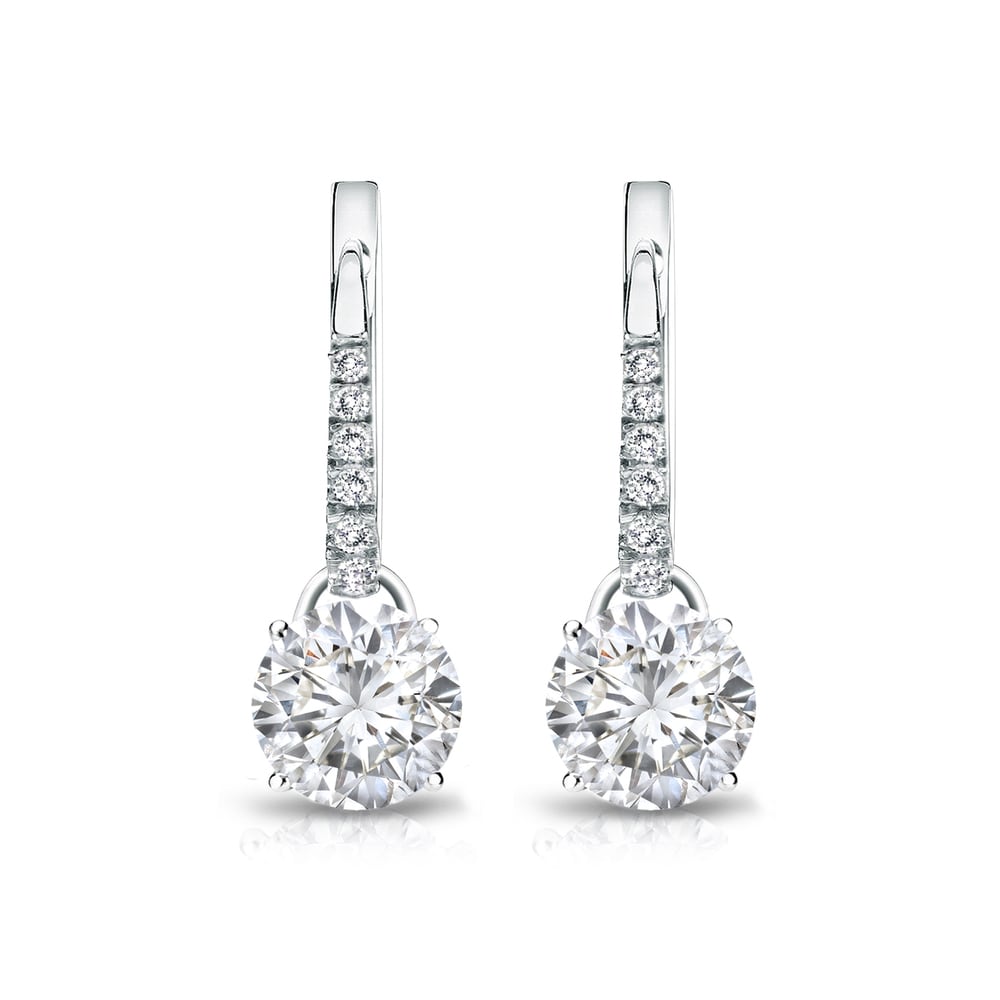 Auriya 1 1 2Ctw Round Diamond Dangle Earrings 14K Gold H I Si1 Si2