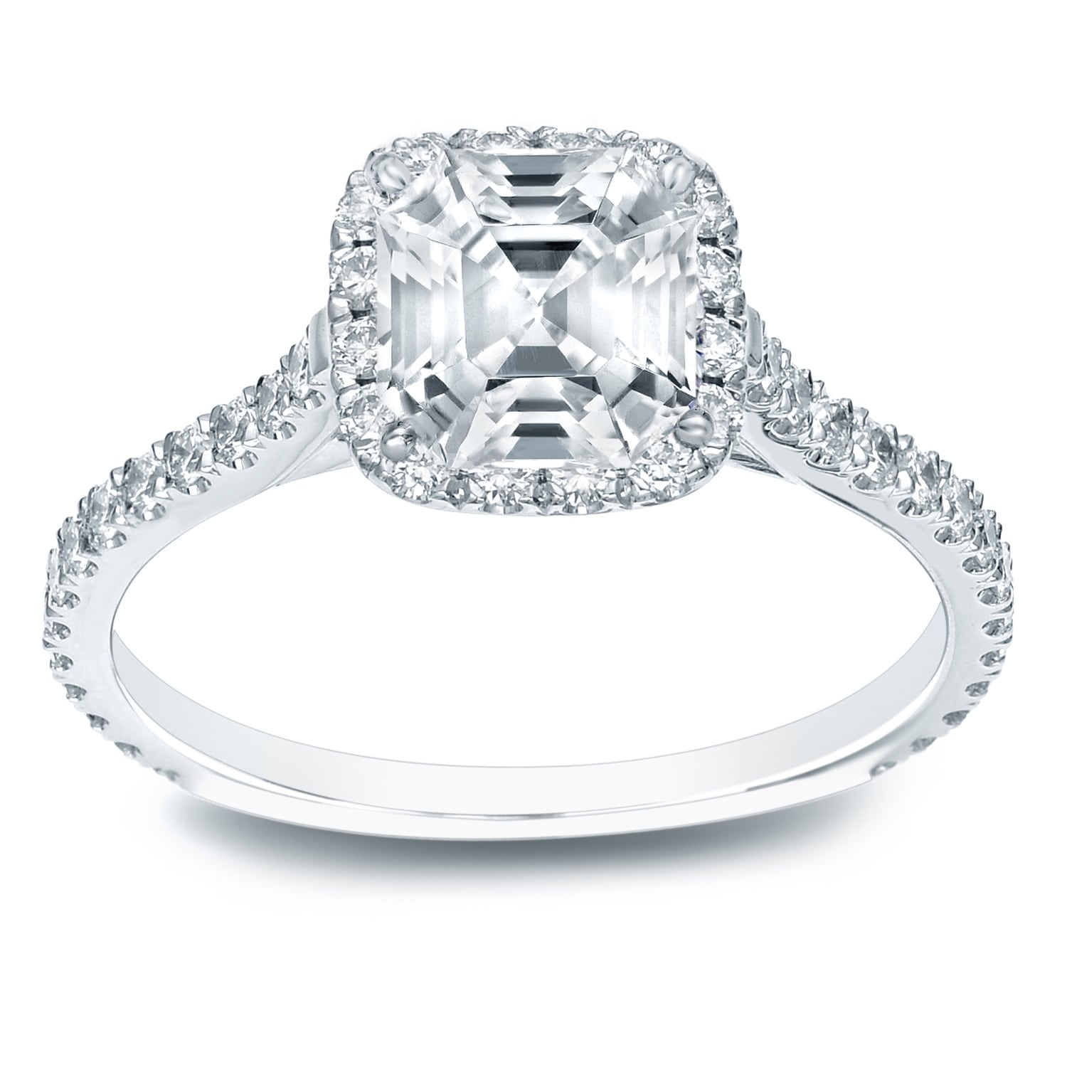 Auriya 1 1 2Ct Tdw Asscher Cut Diamond Halo Engagement Ring Gia Certified 14K Gold