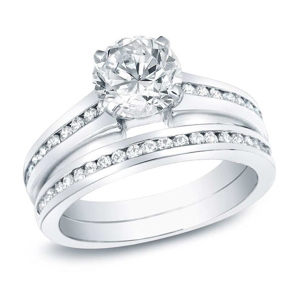 14K Gold 2Ct Tdw Round Channel Set Diamond Engagement Ring Set By Auriya