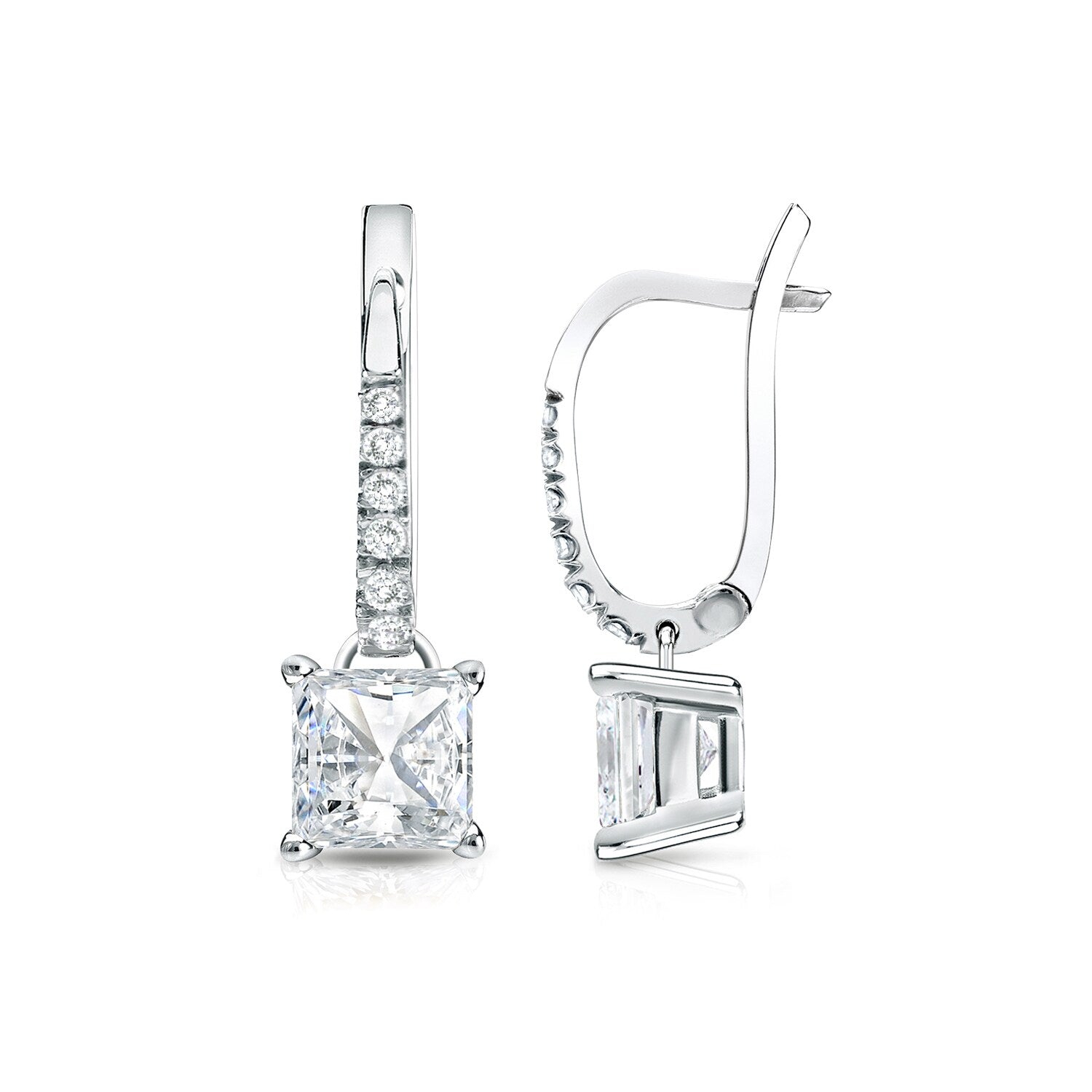 14K Gold 1 1 4Ct Tdw Princess Cut Diamond Dangle Earrings By Auriya H I Si1 Si2