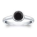 Auriya 1 2Cttw Round Bezel Set Solitaire Black Diamond Ring 14K Gold