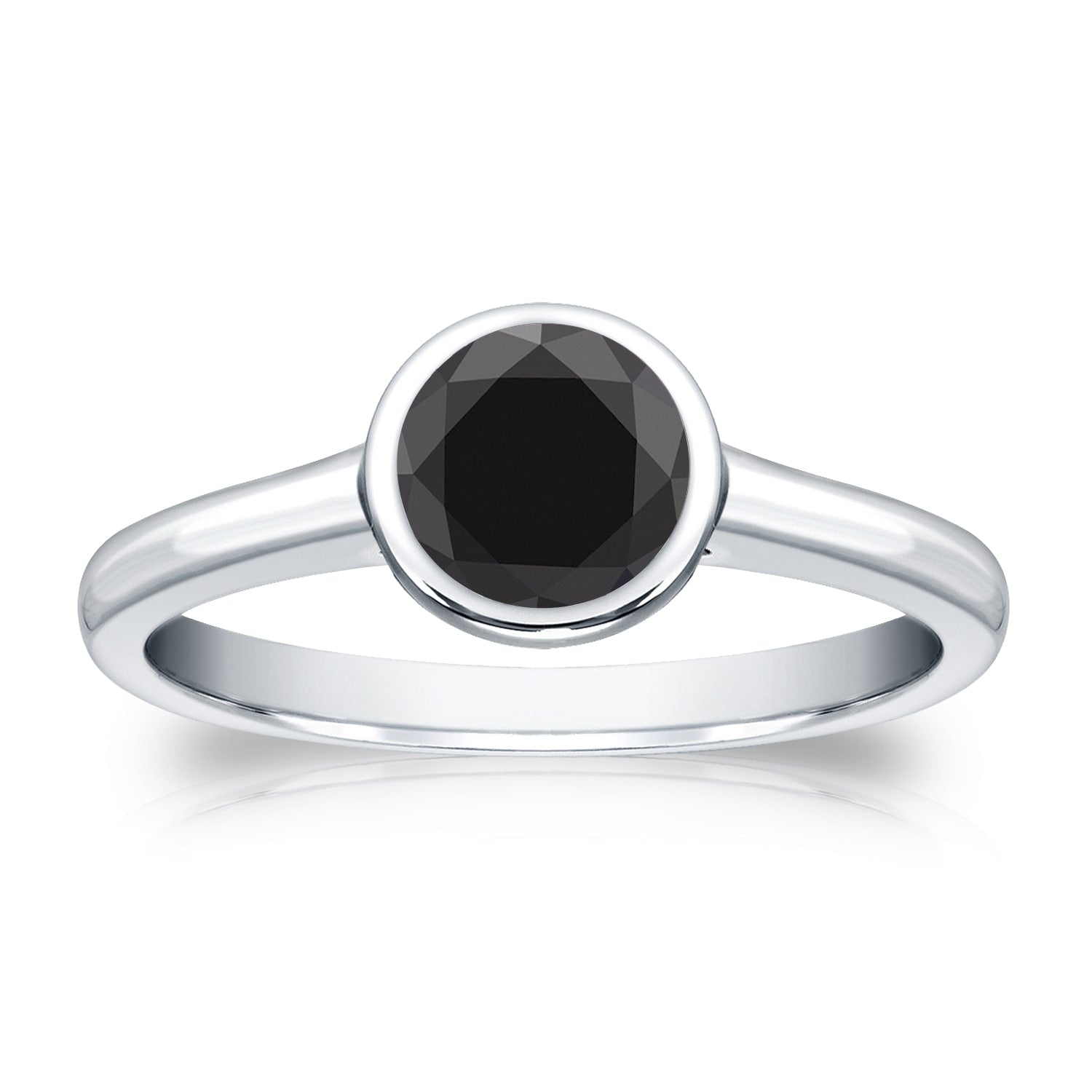 Auriya 1 2Cttw Round Bezel Set Solitaire Black Diamond Ring 14K Gold