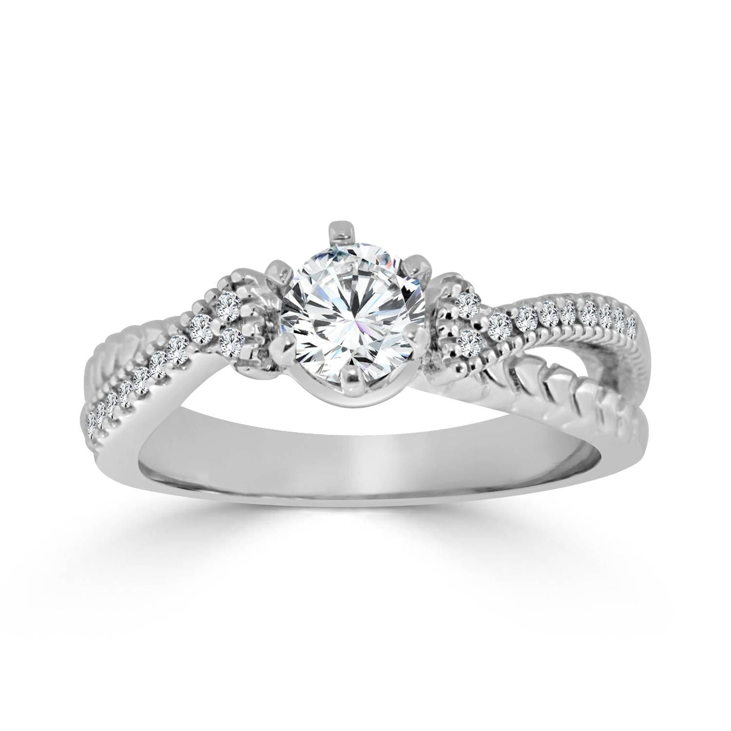 Auriya Round 1 2Ctw Modern Carved Diamond Engagement Ring 14K Gold