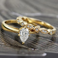 Auriya Vintage Stackable 1 2Ctw Pear Shaped Solitaire Diamond Engagement Ring Set 14K Gold