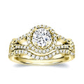 Auriya Modern 1 3 4Ct Tdw Round Diamond Halo Engagement Ring Set 14K Gold Certified