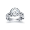 Auriya Modern 1 3 4Ct Tdw Round Diamond Halo Engagement Ring Set 14K Gold