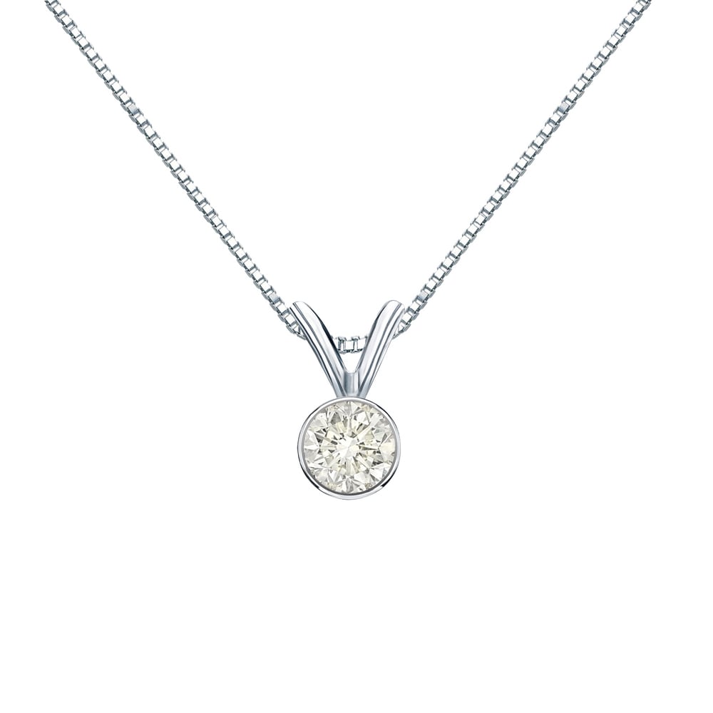Auriya 14K Gold 1 4Ct Tdw Round Cut Diamond Solitaire Bezel Necklace J K I1 I2
