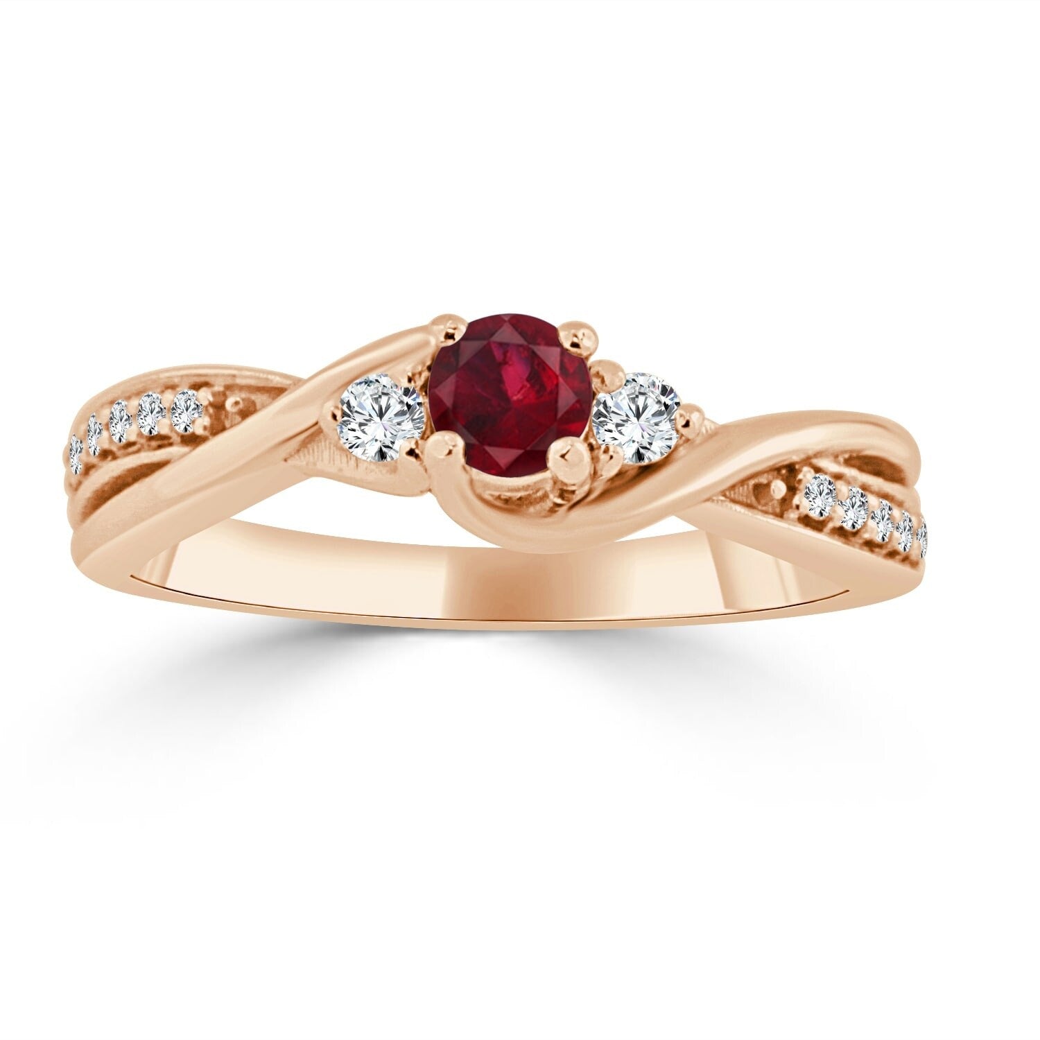 14K Gold Three Stone 1 5Ct Ruby And 1 6Ct Tdw Diamond Engagement Ring By Auriya