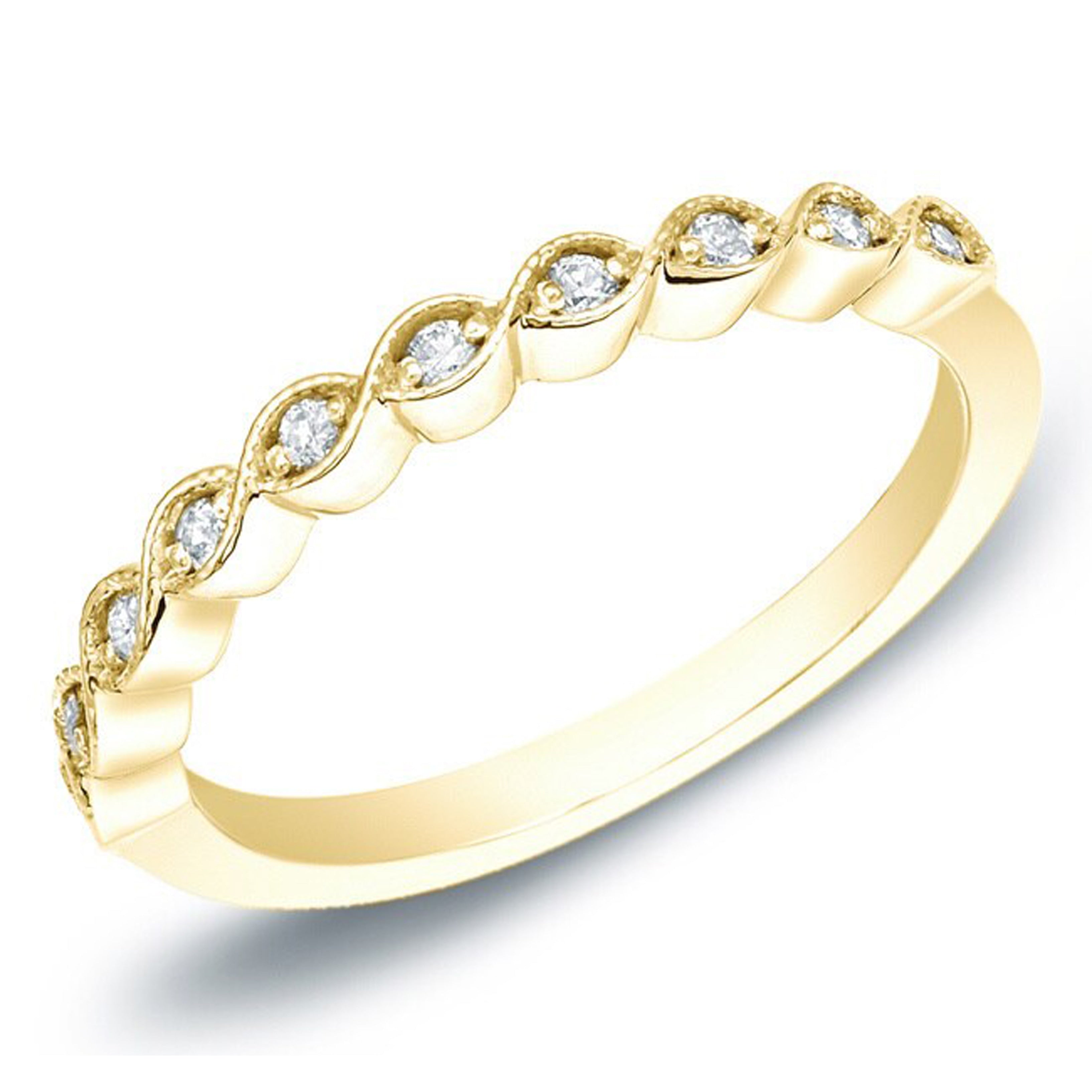 Auriya 14K Gold 1 6Ct Tdw Milgrain Vintage Stackable Diamond Wedding Band