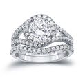 14K Gold Round 1 7 8Ct Tdw Certified Diamond Halo Engagement Ring Set By Auriya