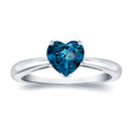 14K Gold 1.05Ct Tdw Heart Shaped Solitaire Blue Diamond Engagement Ring