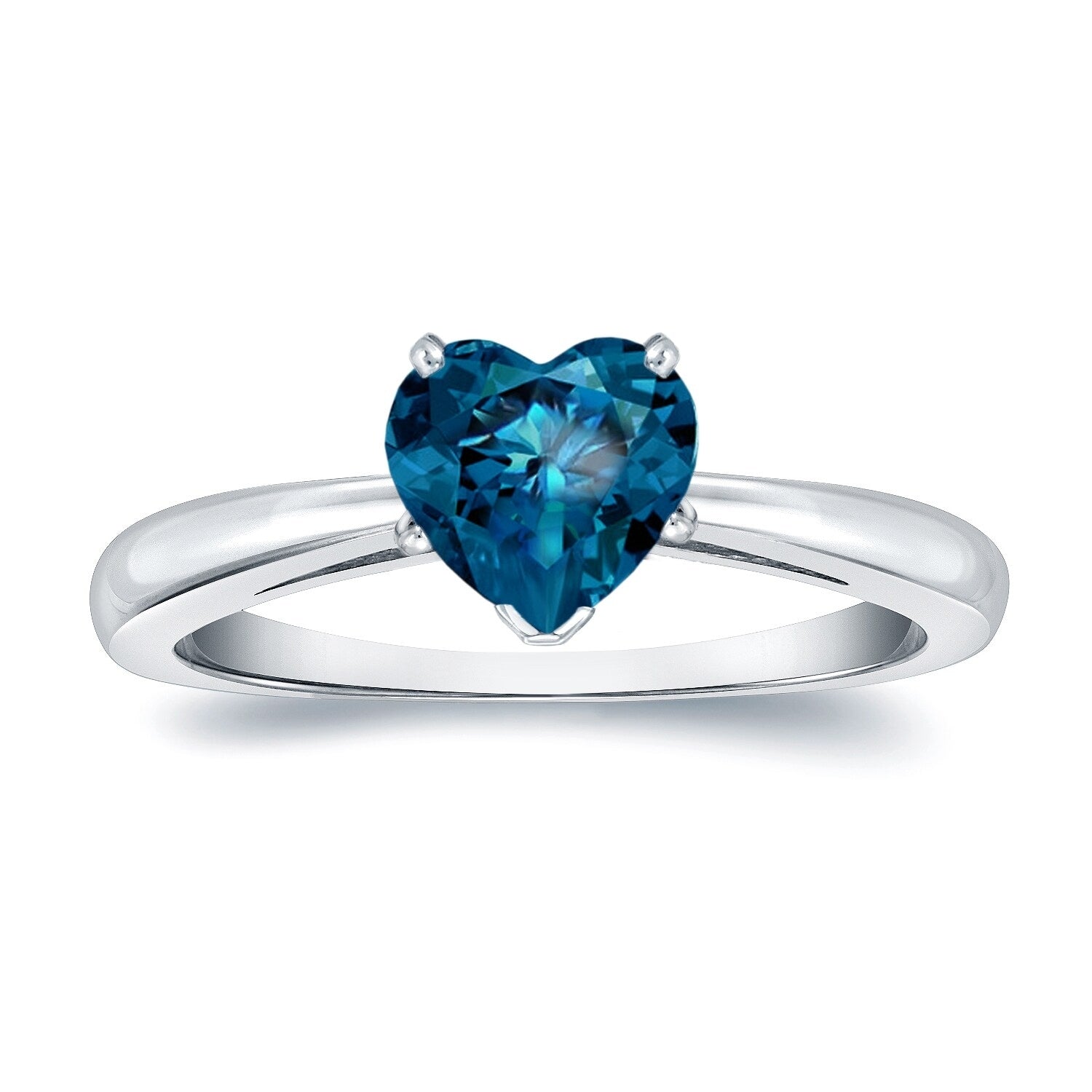 14K Gold 1.05Ct Tdw Heart Shaped Solitaire Blue Diamond Engagement Ring
