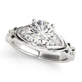 Auriya Vintage 1Ct Round Moissanite And 1 10Ctw Diamond Engagement Ring 14K Gold