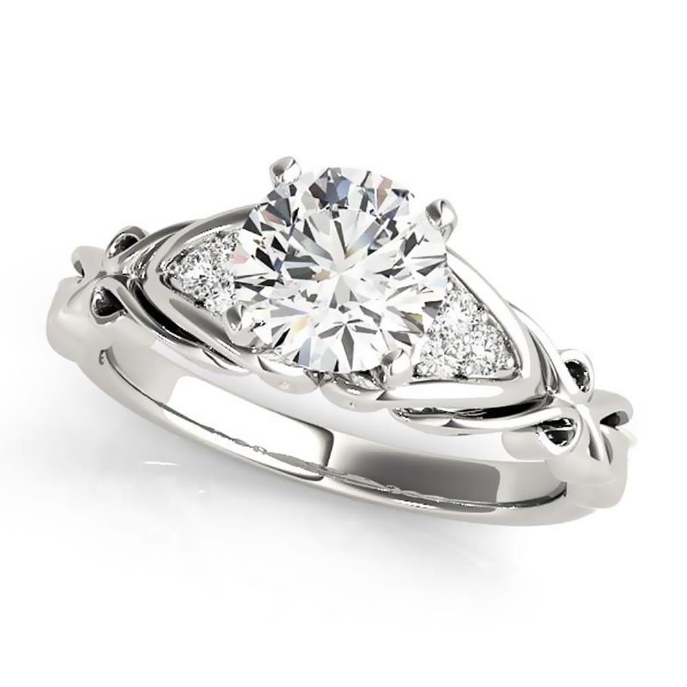 Auriya Vintage 1Ct Round Moissanite And 1 10Ctw Diamond Engagement Ring 14K Gold