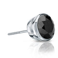 Auriya 14K Gold 1Ct Tdw Bezel Set Round Single 1 Black Diamond Stud Earring