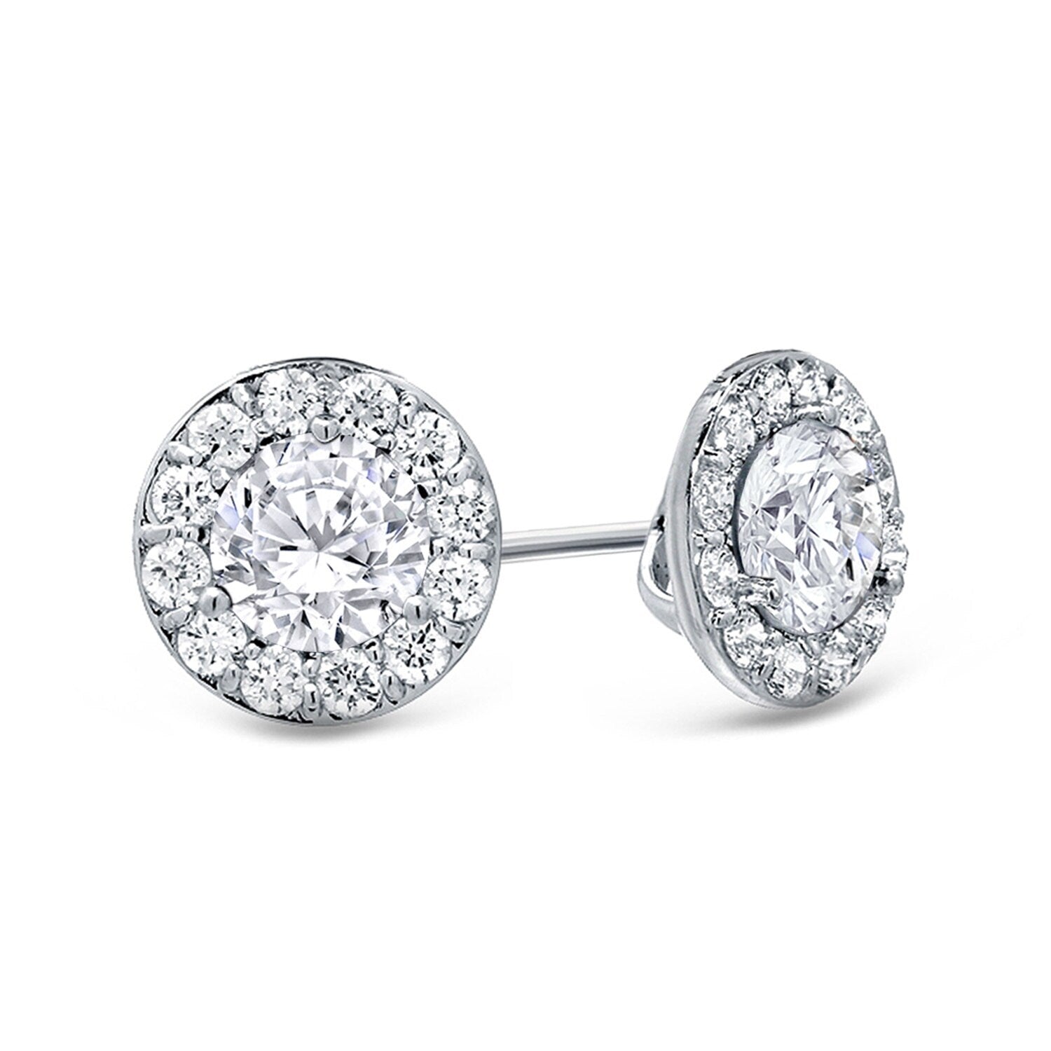 Auriya 14K Gold 1Ctw Round Halo Diamond Stud Earrings